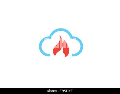 Kugel des Feuers in einer Cloud für Logo Design Stock Vektor