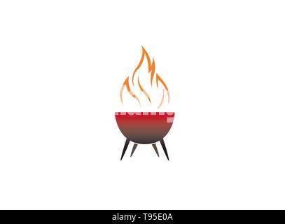 Grillmöglichkeiten mit Feuer für Logo Design Stock Vektor