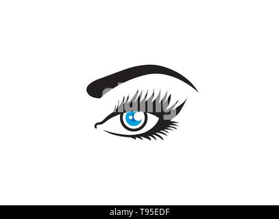 Woman Eye Vision mit Wimpern und Augenbrauen für Logo-Design Stock Vektor