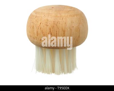 Holz Rundbürste für Pilze auf weißem Hintergrund Stockfoto