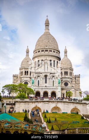 Paris, Frankreich - 24.04.2019: Basilika Sacre Coeur auf dem Montmartre in Paris, Frankreich Stockfoto