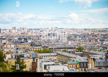 Paris, Frankreich - 24.04.2019: Schöne Luftaufnahme von Paris Sacre Coeur, Paris, Frankreich Stockfoto