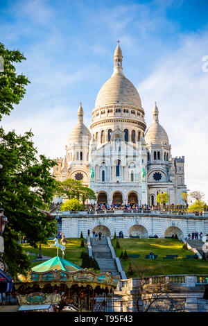 Paris, Frankreich - 24.04.2019: Basilika Sacre Coeur auf dem Montmartre in Paris, Frankreich Stockfoto