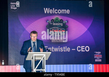 Excel London, UK. 16. Mai 2019. Willkommen Andy Entwistle, CEO der London Motor & Technik Show‎ Tag der Eröffnung am 16. Mai 2019, bei Excel London, UK. Bild Capital/Alamy leben Nachrichten Stockfoto