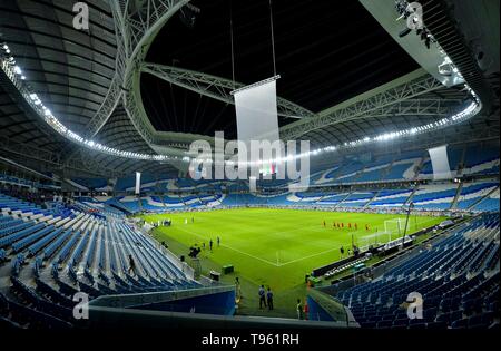 Doha, Katar. 15 Mai, 2019. Allgemeine Ansicht innerhalb der Al Wakrah Stadion vor seiner Einweihung im Al Wakrah in Doha, der Hauptstadt von Katar, am 15. Mai 2019. Katar seine erste neu gebaute Al-Wakrah Stadium für die 2022 FIFA World Cup am Donnerstag eröffnet. Credit: Nikku/Xinhua/Alamy leben Nachrichten Stockfoto