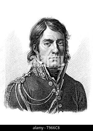 Dominique Jean Larrey (Juli 8, 1766 - Juli 25, 1842) war ein französischer Chirurg der Grande Armée Napoleons aus Italien im Jahr 1797 bei Waterloo im Jahre 1815. Larrey war ein wichtiger Innovator in Battlefield Medizin und Triage. Er initiierte die moderne Methode der Armee Chirurgie, Feldlazarette und das System der Armee Krankenwagen Korps so ein Vorläufer der modernen MASH-Einheiten. Stockfoto