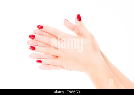 Stilvoll trendy weiblichen Maniküre. rot Maniküre Nägel Stockfoto
