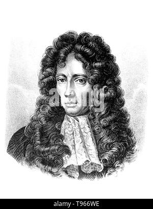 Robert Boyle (25. Januar 1627 bis 31. Dezember 1691) war ein irischer Philosoph, Chemiker, Physiker und Erfinder. Er ist heute als das erste moderne Chemiker und einer der Pioniere der modernen experimentellen wissenschaftlichen Methode. Er starb 1691 im Alter von 64 Jahren. Portrait von Frederic Kerseboom, undatiert. Stockfoto