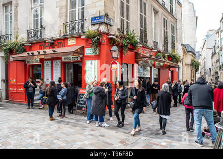 Frankreich, Paris, 2. April 2018: Le Marais - falafel Restaurant Stockfoto