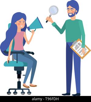 Paar mit im Büro Stuhl avatar Charakter Stock Vektor