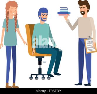 Gruppe von Menschen mit dem Sitzen im Büro Stuhl Stock Vektor