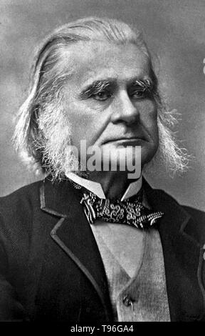 Thomas Henry Huxley (4. Mai 1825 - 29. Juni 1895) war ein englischer Biologe, als 'Darwin Bulldogge' für seine Befürwortung von Charles Darwins Theorie der Evolution bekannt. Huxleys berühmte 1860 Aussprache mit Samuel Wilberforce war ein wichtiger Moment in der breitere Akzeptanz der Evolution, und in seiner eigenen Karriere. Huxley war langsam zu einigen von Darwins Ideen, wie Gradualismus akzeptieren, und war unbestimmt über die natürliche Selektion, aber trotz dieser war er in seinen öffentlichen Unterstützung von Darwin von ganzem Herzen. Stockfoto