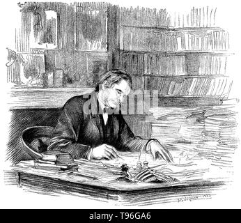 Thomas Henry Huxley (4. Mai 1825 - 29. Juni 1895) war ein englischer Biologe, als 'Darwin Bulldogge' für seine Befürwortung von Charles Darwins Theorie der Evolution bekannt. Huxleys berühmte 1860 Aussprache mit Samuel Wilberforce war ein wichtiger Moment in der breitere Akzeptanz der Evolution, und in seiner eigenen Karriere. Huxley war langsam zu einigen von Darwins Ideen, wie Gradualismus akzeptieren, und war unbestimmt über die natürliche Selektion, aber trotz dieser war er in seinen öffentlichen Unterstützung von Darwin von ganzem Herzen. Stockfoto
