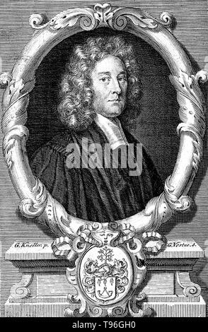 Thomas Burnett (1635 - 27. September 1715) war ein englischer Theologe und Schriftsteller auf kosmogonie. Sein bekanntestes Werk ist seine Telluris Theoria Sacra, oder Heiligen Theorie der Erde. Der erste Teil wurde 1681 in Lateinamerika veröffentlicht, 1684 in englischer Übersetzung; der zweite Teil erschien im Jahr 1689 (1690, in Englisch). Es war eine spekulative Kosmogonie, in denen Burnett eine hohle Erde mit das meiste Wasser nach innen, bis die Sintflut, zu welcher Zeit Berge und Ozeane vorgeschlagen. Stockfoto