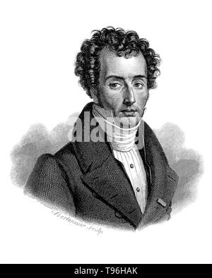 Mathieu Joseph Bonaventure Orfila (April 24, 1787 - März 12, 1853) war ein spanischer - Französische Toxikologe und Chemiker geboren, der Begründer der Wissenschaft der Toxikologie. In der Zeit Orfila des primären Art von Gift Arsen in Gebrauch war, aber es gab keine zuverlässige Methoden für das Testen für seine Anwesenheit. Orfila, neue Techniken und raffinierte vorhandene Techniken erstellt in seiner ersten Abhandlung, Traite des Gifte, deren Genauigkeit zu erhöhen. Er starb 1853 im Alter von 65 Jahren. Zeile Gravur von S. F. Bertonnier, undatiert. Stockfoto