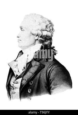 Marie Jean Antoine Nicolas de Caritat, Marquis de Condorcet (September 17, 1743 - 28. März 1794) war ein französischer Philosoph, Mathematiker, und frühe politische Wissenschaftler, dessen Condorcet-methode in Abstimmung Tally der Kandidat, der jeden anderen Kandidaten in einem Lauf schlagen würde wählt aus Wahl. Er plädierte für eine liberale Wirtschaft, freien und gleichen öffentlichen Bildung, Konstitutionalismus und gleiche Rechte für Frauen und Menschen aller Rassen. Stockfoto