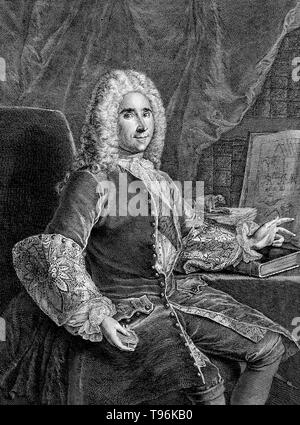 René Antoine Ferchault de Réaumur (Februar 28, 1683 - Oktober 17, 1757) war ein französischer Wissenschaftler, der in vielen verschiedenen Bereichen, insbesondere der Untersuchung von Insekten beigetragen. Im Jahre 1699 studierte er Bürgerliches Recht und Mathematik. Im Jahre 1703 ging er nach Paris, wo er das Studium der Mathematik und Physik fort, und im Jahre 1708 gewählt wurde, im Alter von 24 Jahren, ein Mitglied der Académie des Sciences. Im Jahre 1731 wurde er in der Meteorologie interessiert, und erfand das Thermometer Waage, die seinen Namen trägt: Die réaumur. Stockfoto