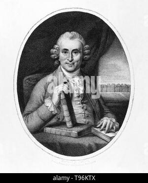 James Lind (1716-1794), schottischer Arzt, der die Theorie, dass Zitrusfrüchte Skorbut heilen könnte. Er plädierte für die Nutzen für die Gesundheit der besseren Belüftung an Bord von Marineschiffen, die verbesserte Sauberkeit von Körpern, Seeleute, Bekleidung und Bettwaren und unter Deck Begasung mit Schwefel und Arsen. Er schlug auch vor, dass frisches Wasser durch Destillation von Meerwasser gewonnen werden konnte. Dichtfläche Kupferstich von J.Wright nach Sir G. Chalmers, 1783. Stockfoto