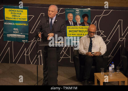 Frankreich: Konferenz für französische Europäer UPR mit Kandidaten François Asselineau Stockfoto