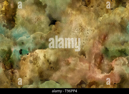 Hand gemalte Aquarell helle nahtlose Muster mit abstrakten Galaxy, Wolken. Zusammenfassung Hintergrund. Stockfoto