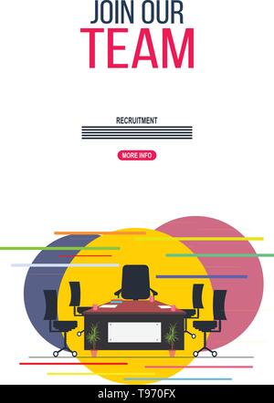 Wir stellen unser Team. Anstellung und Anwerbung Konzeption Illustration und Design. Casual Business Team arbeiten im Büro. Stock Vektor