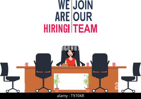 Wir stellen unser Team Konzept: Business Frau sind die Einstellung neuer Mitarbeiter. Stock Vektor