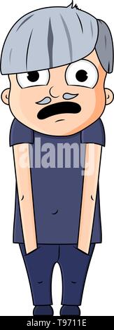 Cute cartoon junge grossvater mit Überraschung Emotionen. Vector Illustration Stock Vektor
