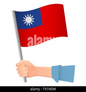 Taiwan Flagge in der Hand. Patriotischen Hintergrund. Flagge von Taiwan Abbildung Stockfoto