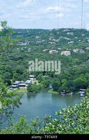 Anzeigen von Austin Texas Horizont mit Colorado River von Mt. Bonnell Stockfoto