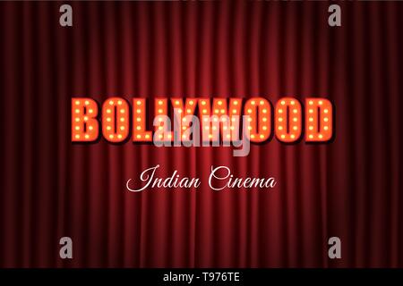 Bollywood Indisches Kino vintage Hintergrund, Film und Theater Plakat. Stock Vektor