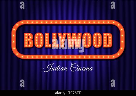 Bollywood Indisches Kino vintage Hintergrund, Film und Theater Plakat. Stock Vektor