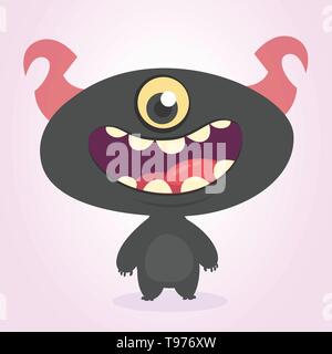 Lustige cartoon Einäugigen alien. Vector Illustration von Alien monster Charakter Stock Vektor