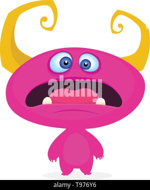 Cute Cartoon Monster. Lustige rosa Monster emotion überrascht. Halloween Vector Illustration Stock Vektor
