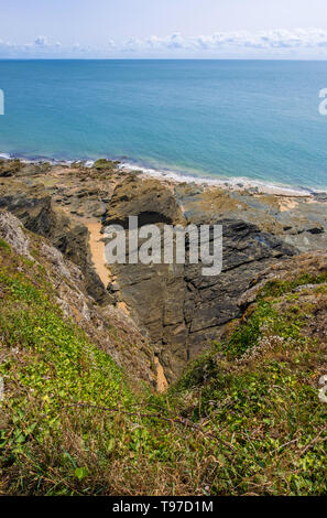 Blick von der Klippe des Addo. Barneville-Carteret, Normandie, Frankreich Stockfoto