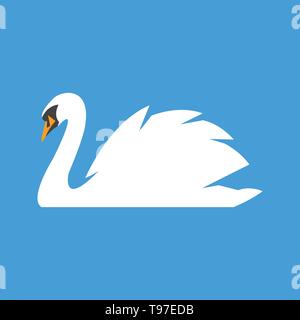 Swan schönen weißen Vogel schwimmen Symbol Stock Vektor