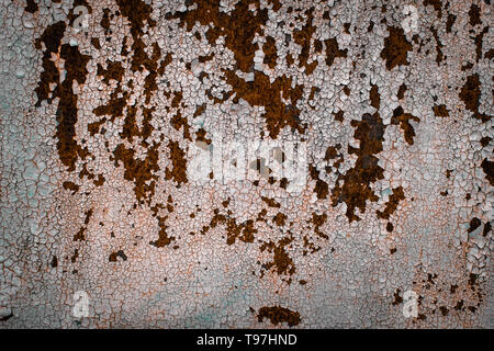 Textur der Alte bemalte Wand mit Rost und Risse. Für Design Stockfoto