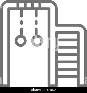 Schwedische Wand mit Gymnastik Ringe, kids klettern Leiter Symbol Leitung. Stock Vektor