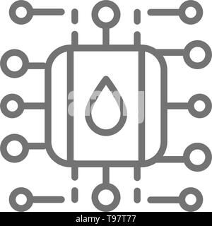 Wasser- und Reinigungsanlage, smart Filter system Schema Feld Symbol. Stock Vektor