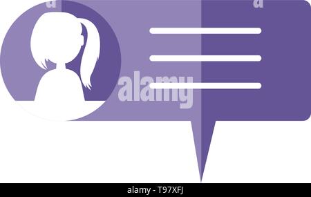 Weibliche user account in der Sprechblase Vector Illustration Design Stock Vektor