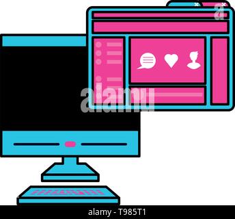 Desktop mit Webseiten Vorlagen Vektor illustration Design Stock Vektor