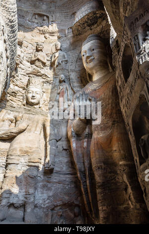 Aug 2014, Datong, China: Buddha Statue at Yungang Grotten in Datong, Provinz Shanxi, China Stockfoto