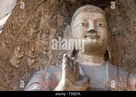 Aug 2014, Datong, China: Buddha Statue at Yungang Grotten in Datong, Provinz Shanxi, China Stockfoto