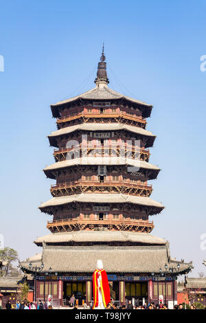 Aug 2014, Yingxian, China: hölzerne Pagode von Yingxian, in der Nähe von Datong, Provinz Shanxi, China. Unesco Weltkulturerbe, ist die älteste und größte voll Stockfoto