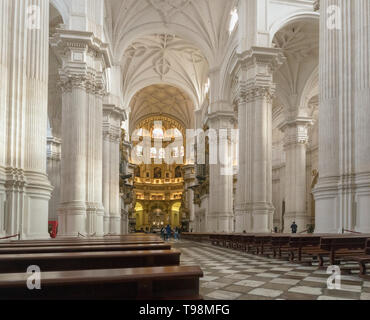 Das Kirchenschiff der Kathedrale. Vollständiger Name, Santa Iglesia Catedral Metropolitana de La Encarnacion, oder der Metropolitan Kathedrale der Menschwerdung, Granada, Stockfoto