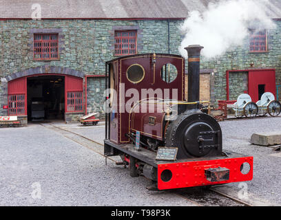 Una Dampflok am National Slate Museum in Llanberis, North Wales. Stockfoto