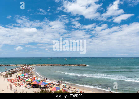 Israel, Tel Aviv-Yafo - 09. Mai 2019: Hilton Beach Stockfoto