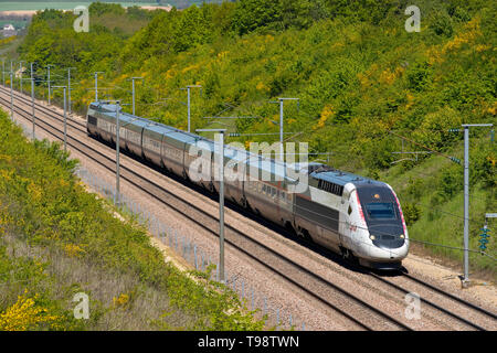 TGV Lyria in Yonne, Burgund, Frankreich, Schweiz Stockfoto