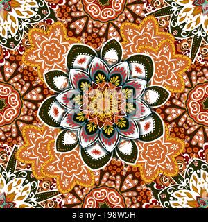 Ethnische floral nahtlose Muster mit Mandalas Stock Vektor
