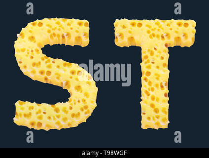 3D-Render von Käse Alphabet Stockfoto