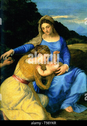 Tiziano Vecelli, Tizian - Madonna Kind Saint John Baptist Catherine Detail 1530 Stockfoto